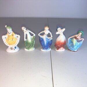 5 Occupied Japan Figurines - Approx. 2.5" Tall Hand Painted